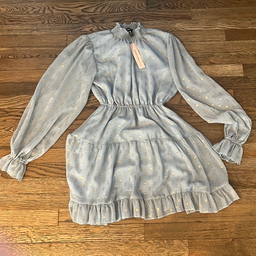 blue dress from Bloomingdale’s